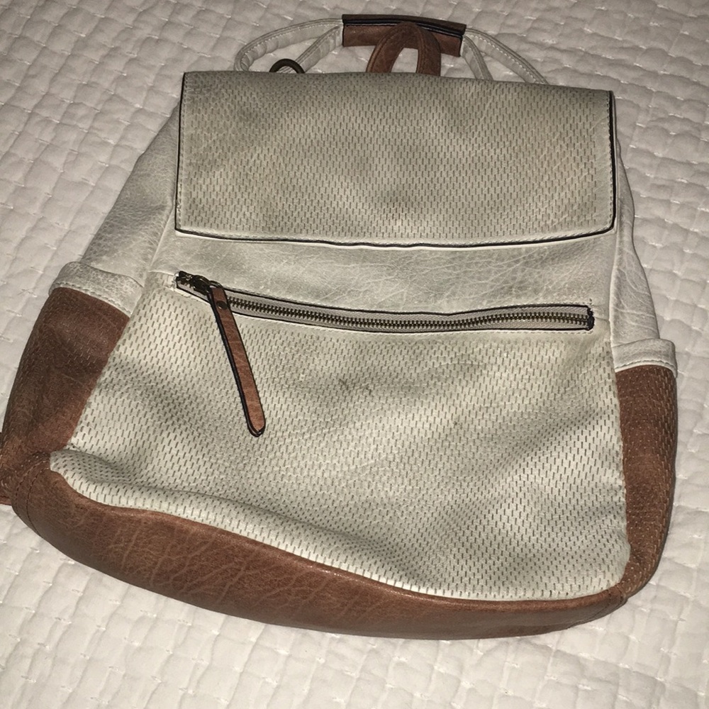 Distressed faux leather backpack